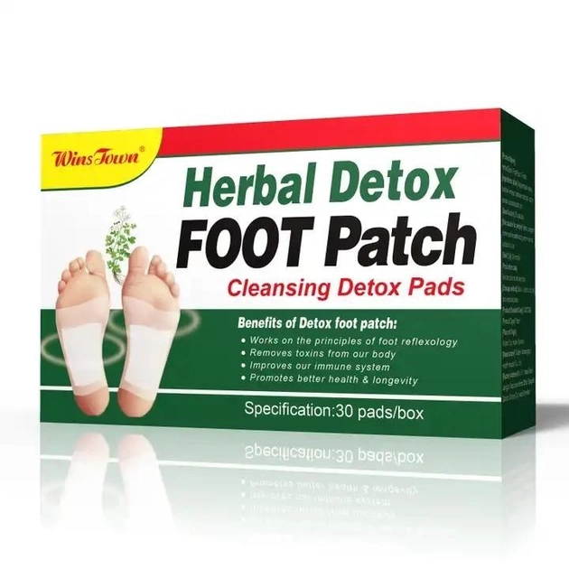 Пластир на стопи для виведення токсинів Herbal Detox Foot Patch Wins Town (30 шт.) - зображення 1