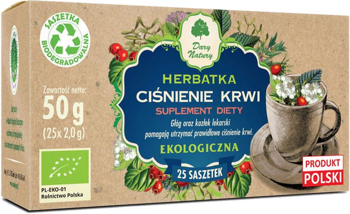 Чай для нормализации артериального давления Dary Natury Herbatka Ciśnienie Krwi 25 x 2 г (DN276) - изображение 1