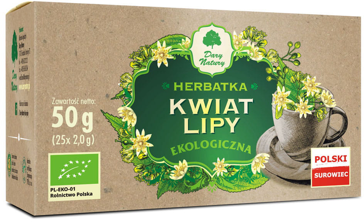 Липовый чай при простуде Dary Natury Lipa Kwiat 25 х 2 г (DN0542) - изображение 1