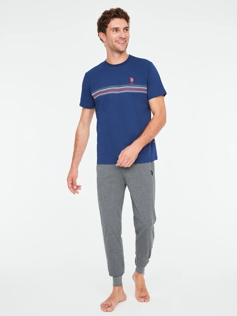 Піжама (футболка + штани) чоловіча бавовняна U.S. Polo Assn 18688 L Синя (8680557403435) - Фото 1 Піжама (футболка + штани) чоловіча бавовняна U.S. Polo Assn 18688 L Синя (8680557403435) - зображення 1