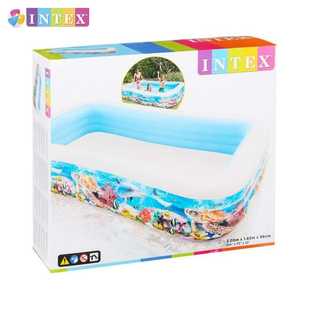 Надувной бассейн "Тропический риф" Intex 58485 NP. Размером 305x183x56см, объём 1020л, от 6 лет - изображение 3