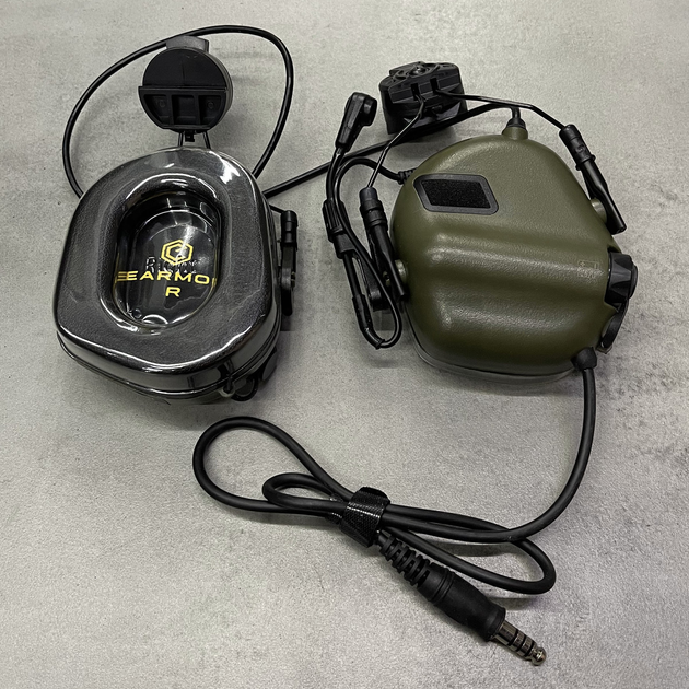 Навушники тактичні Earmor M32H, активні, з кріпленням на шолом і знімним мікрофоном, NRR 22, колір Зелений - зображення 2