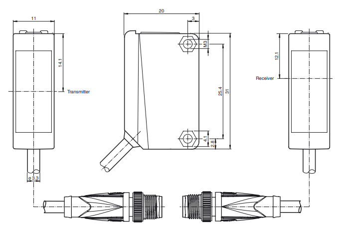 Датчик сквозного луча, кабель 300mm с разъемом M12 4-pin, M100/MV100-RT/76a/103/115b Pepperl+Fuchs - изображение 2