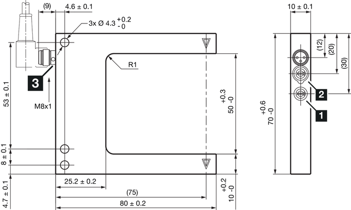 Щелевой фотодатчик Laser, 100 mA, NO/NC, IO-Link, коннектор M8 3-pin, 211042 / OGUL 051 G3-T3 Di-soric - изображение 2