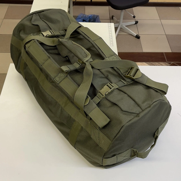 Тактична сумка-баул 90 л Олива Оксфорд 600 D вологозахисний MELGO - зображення 2