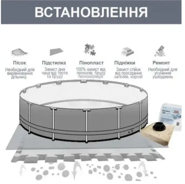 Круглый каркасный бассейн Intex, 305 x 76 см, объем 4 485 литра, картриджный насос-фильтр - изображение 6