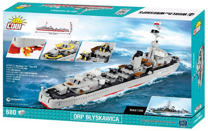 Конструктор Cobi World Of Warships Есмінець Блискавиця 680 деталей (COBI-3080) (5902251030803) - зображення 3