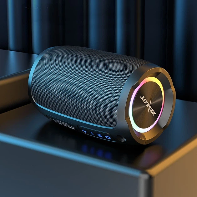 Портативная колонка беспроводная с Bluetooth и радио с подсветкой Zealot 10W TF, AUX, BT, FM, IP67 Черная (S49) - изображение 14