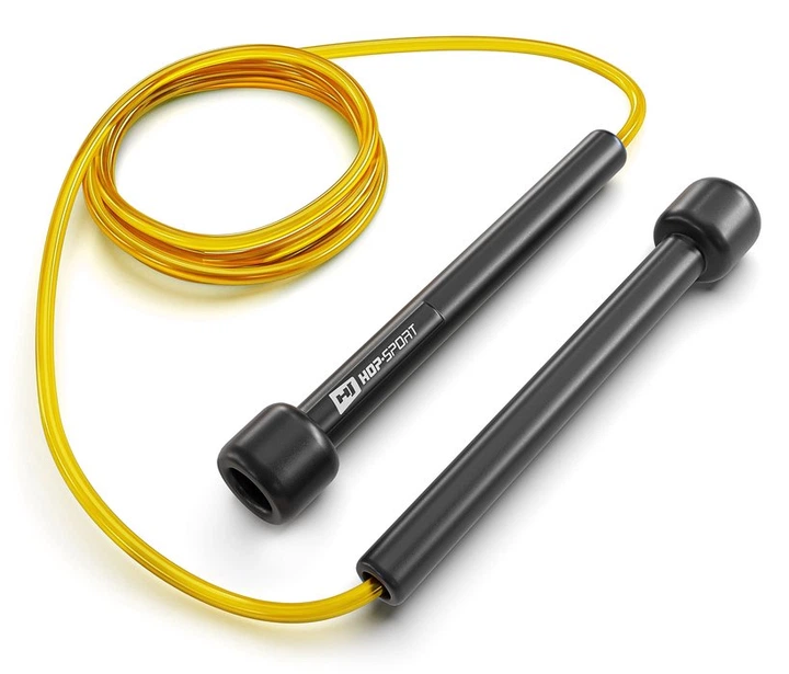 Скакалка Hop-Sport Crossfit NEW з пластиковыми ручками HS-P025JR желтая - изображение 2