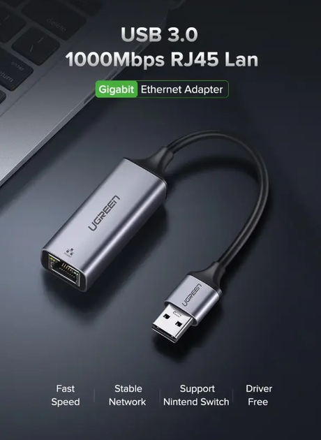 Внешняя сетевая карта / Сетевой адаптер Ugreen CM209 USB 3.0 Gigabit Ethernet (50922/15736) - изображение 2
