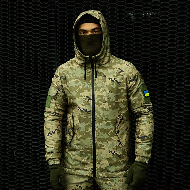 Куртка тактическая мужская с флисом Softshell Terra Hot зеленый пиксель S - изображение 1