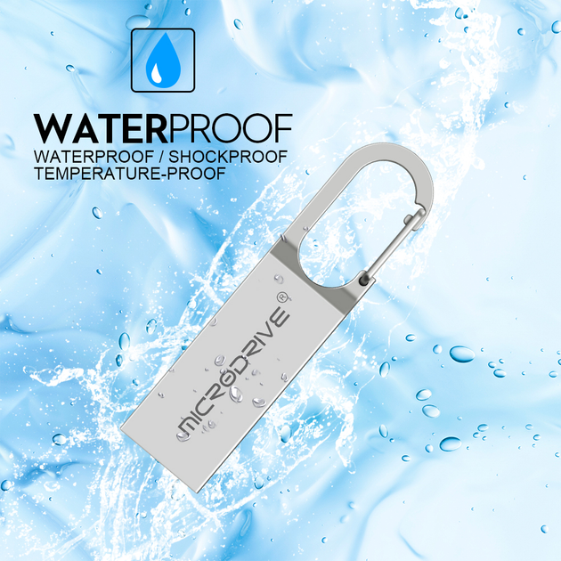 Металева флешка з карабіном для комп'ютера USB 2.0 64GB MicroDrive Сірий - зображення 6