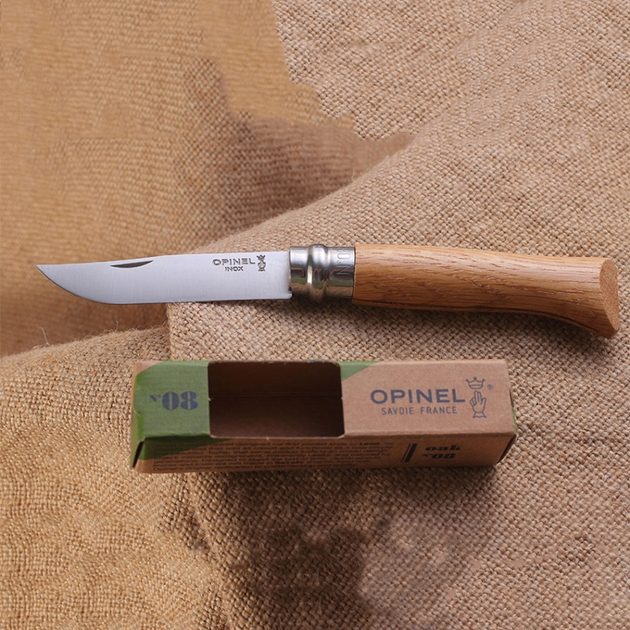 Нож складной Opinel №8 Inox (длина: 190мм, лезвие: 85мм), дуб - изображение 2