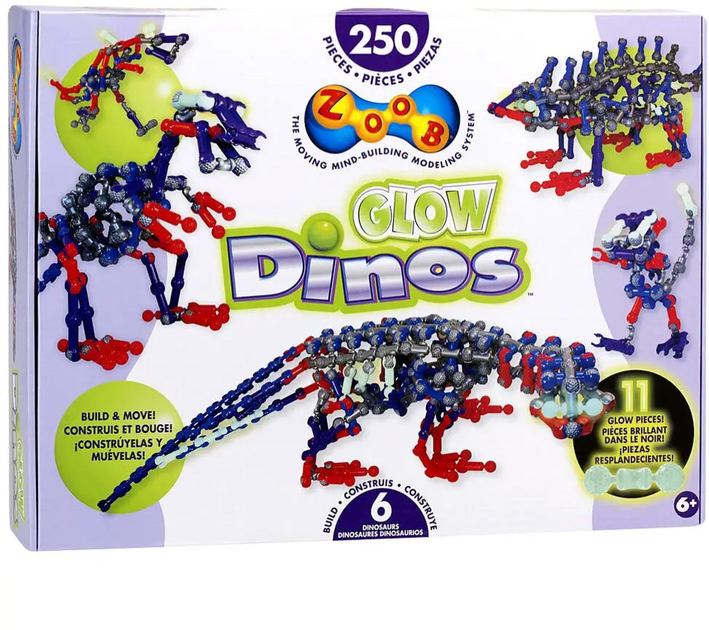 Klocki konstrukcyjne Zoob Glow Dino 250 elementów (14004) - obraz 1