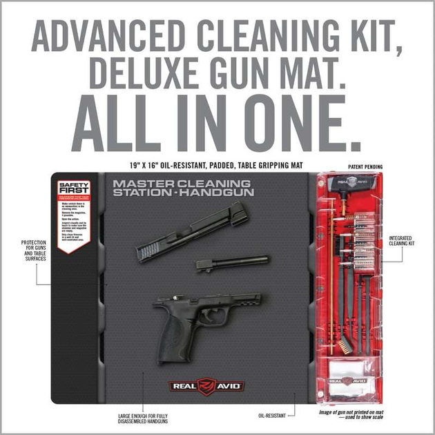 Набор с ковриком для чистки пистолета Real Avid MASTER CLEANING STATION ™ – HANDGUN AVMCS-P Стандартний - изображение 2