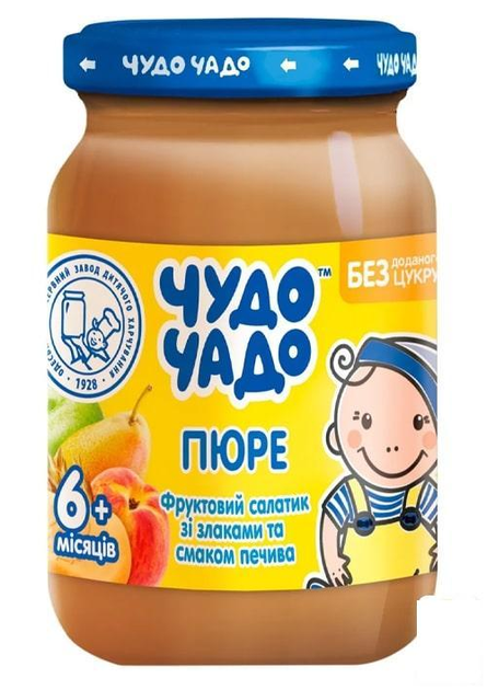 Пюре "Фруктовый салатик с печеньем и злаками" ТМ "Чудо-чадо" 0.170 кг ...