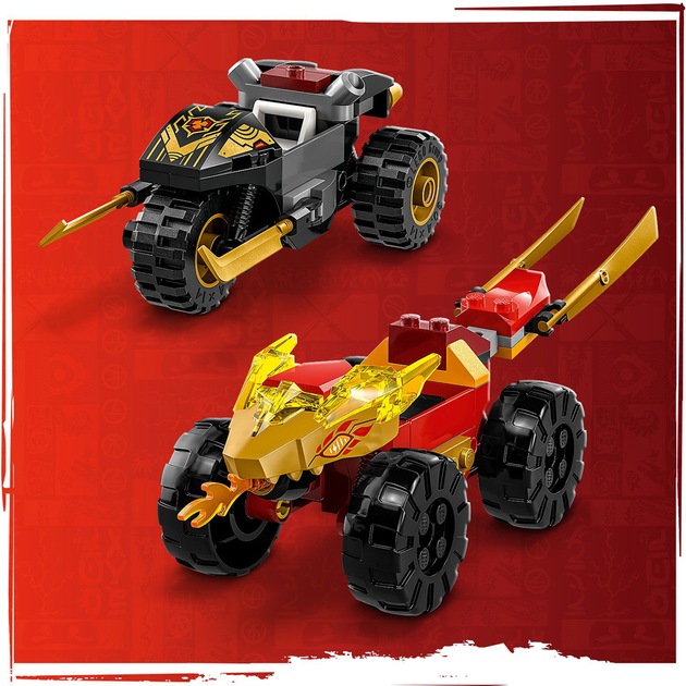 Zestaw klocków LEGO Ninjago Bitwa samochodowo-motocyklowa między Kaiem a Rasem 103 elementy (71789) - obraz 6