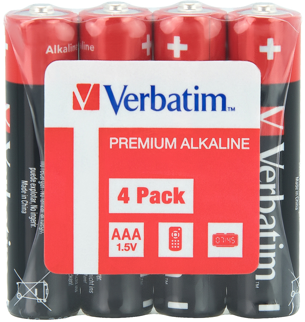 Батарейки Verbatim Premium AAA (LR03) 4 шт. Micro Alkaline (49500) - зображення 1
