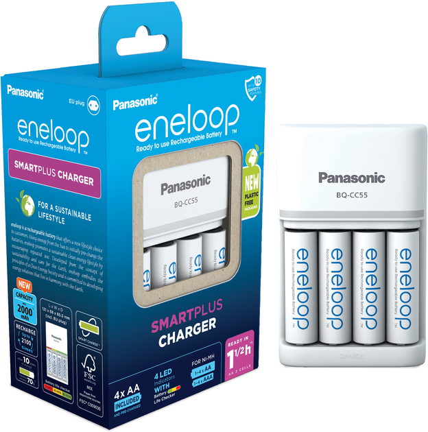 Ładowarka Panasonic Basic Charger New + Eneloop 4 AA 2000 mAh New (K-KJ55MCD40E) - obraz 2