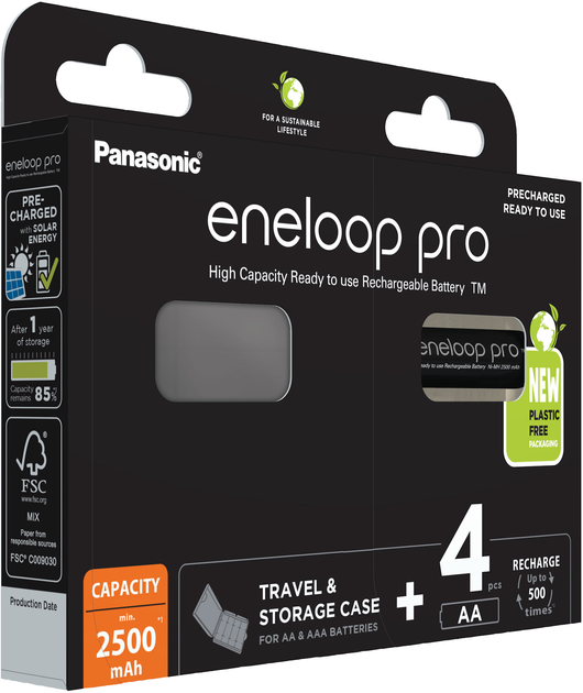 Bateria Panasonic Eneloop Pro AAA 930 mAh 4BP+Obudowa (BK-4HCDEC4BE) - obraz 2