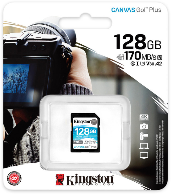 Kingston SDXC 128 GB Płótno Go! Plus Class 10 UHS-I U3 V30 (SDG3/128GB) - obraz 4