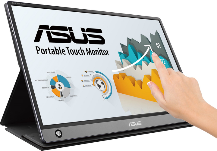 Monitor 15.6" Asus ZenScreen Touch MB16AMT (90LM04S0-B01170) IPS dotykowy / USB-C / micro-HDMI / Wbudowany akumulator zapewniający 4 godziny pracy - obraz 2