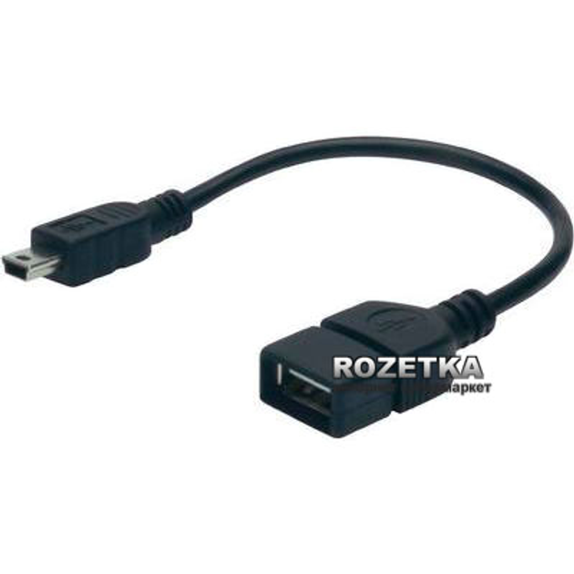 Adapter Digitus USB 2.0 (AF/miniB) OTG 0,2 m Czarny (AK-300310-002-S) - obraz 1