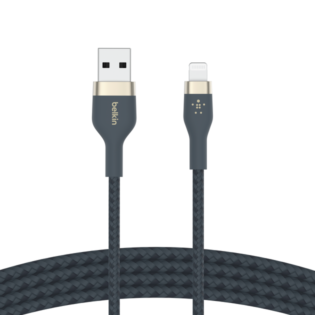 Кабель Belkin BRAIDED SILICONE USB-A — Lightning 1 м Blue (CAA010bt1MBL) - зображення 3