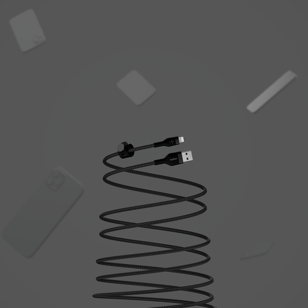 Kabel Belkin W OPLECIE SILIKONOWYM USB-A do Lightning 1m Czarny (CAA010bt1MBK) - obraz 8