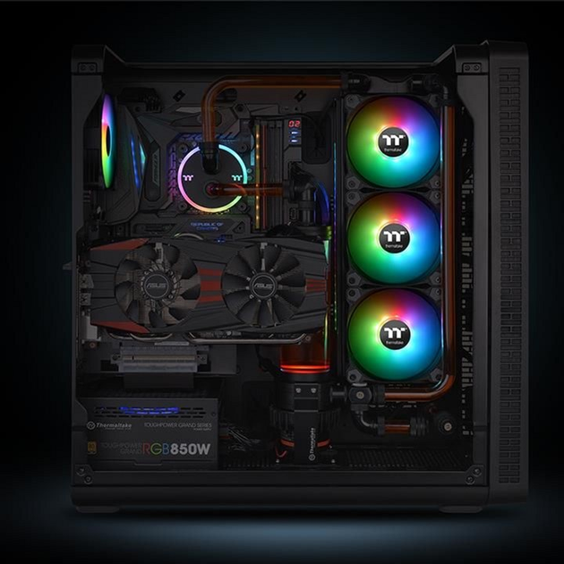 Набір вентиляторів Thermaltake Pure 12 ARGB Sync Radiator Fan TT Premium Edition (комплект з 3) Black (CL-F079-PL12SW-A) - зображення 7