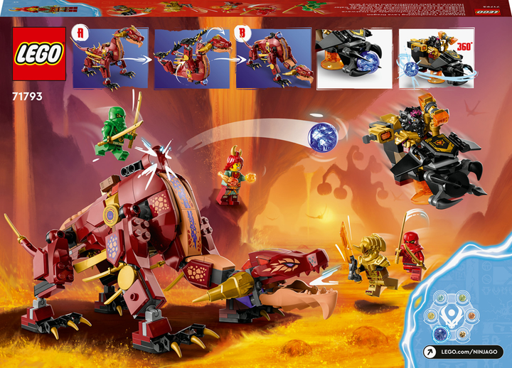 Zestaw klocków LEGO Ninjago Lawowy smok zmieniający się w falę ognia 479 elementów (71793) - obraz 10