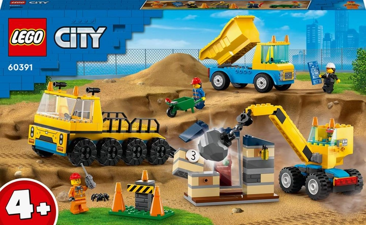 Zestaw klocków Lego City Ciężarówka budowlana i dźwig kulowy, 235 elementów (60391) - obraz 1