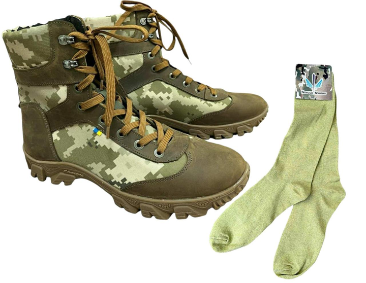 Тактичні чоловічі берці, камуфляж, піксель, оліва р.46 + Шкарпетки під берці у подарунок! - зображення 2