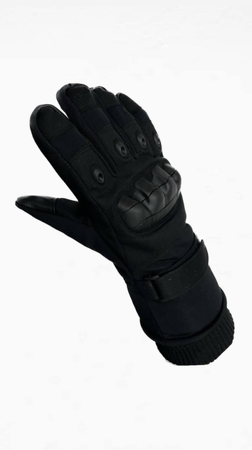 Тактические зимние перчатки на меху черные L - изображение 2