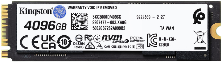 Dysk SSD Kingston KC3000 4TB M.2 2280 NVMe PCIe Gen 4.0 x4 3D TLC NAND (SKC3000D/4096G) - obraz 3