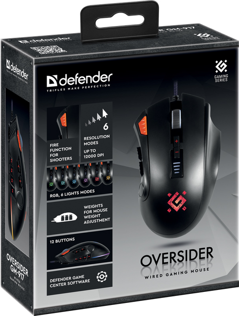 Mysz komputerowa Defender Oversider GM-917 USB Czarny (52917) - obraz 6