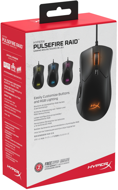 Mysz komputerowa HyperX Pulsefire Raid RGB USB Czarna (4P5Q3AA) - obraz 8
