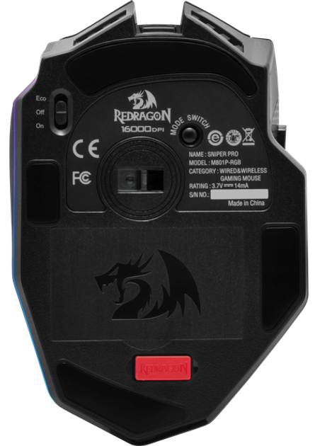 Mysz komputerowa Redragon Sniper Pro Wireless/USB Czarna (RED-M801P-RGB) - obraz 3
