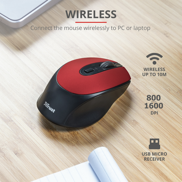 Миша Trust Zaya Rechargeable Wireless Black/Red (24019) - зображення 11