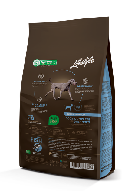 Сухой беззерновой корм с белой рыбой для взрослых собак всех пород Lifestyle Grain Free White Fish Adult All Breeds 1.5кг - Фото 2 Сухой беззерновой корм с белой рыбой для взрослых собак всех пород Lifestyle Grain Free White Fish Adult All Breeds 1.5кг - изображение 2