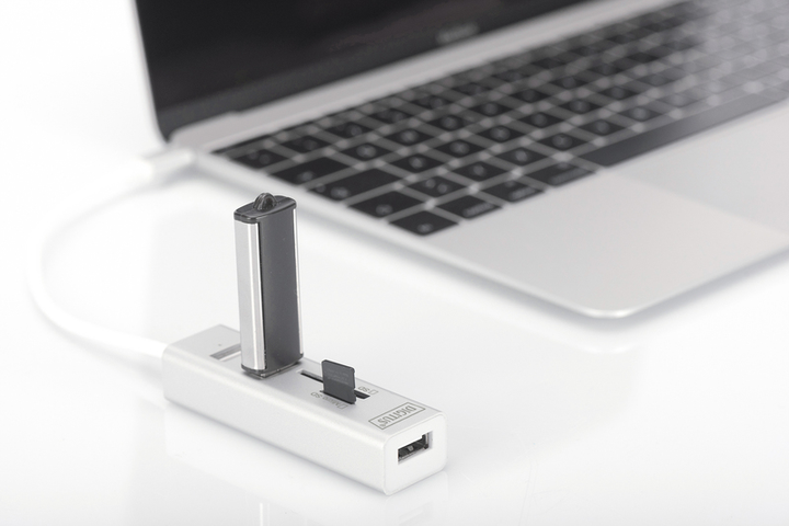 Hub USB Digitus USB 2.0 (AF/Type-C) OTG (czytnik kart + USBx2) Biały (DA-70243) - obraz 4