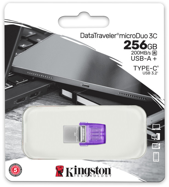 Pendrive Kingston DataTraveler MicroDuo 3C Gen3 256 GB USB-A+USB-C (DTDUO3CG3/256 GB) - obraz 5