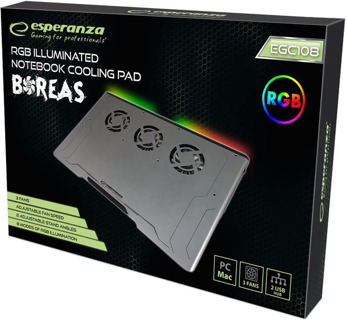 Podkładka chłodząca Esperanza (EGC108) Boreas Grey/RGB - obraz 6