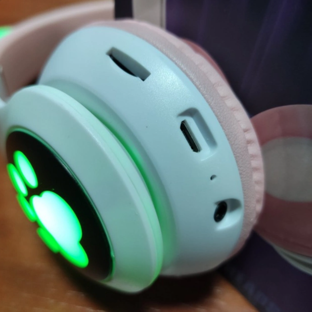Беспроводные Bluetooth наушники с подсветкой кошачьи ушки CAT EAR RGB Розовые - Фото 13 Беспроводные Bluetooth наушники с подсветкой кошачьи ушки CAT EAR RGB Розовые - изображение 13