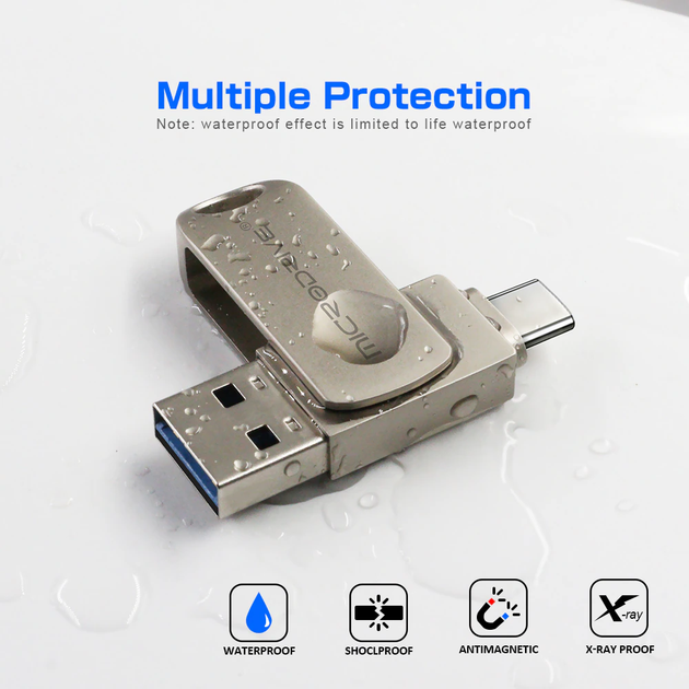 USB Флешка 2в1 64GB Type-C/USB 3.0 для телефона и компьютера MicroDrive Серый - изображение 4