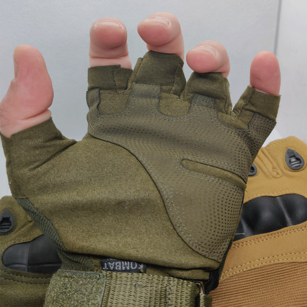 Перчатки тактические без пальцев оливковые размер М - изображение 1