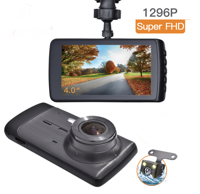 Автомобільний відеореєстратор DeeLife X4 super-hd 1296p ширококутний з камерою заднього виду - зображення 1