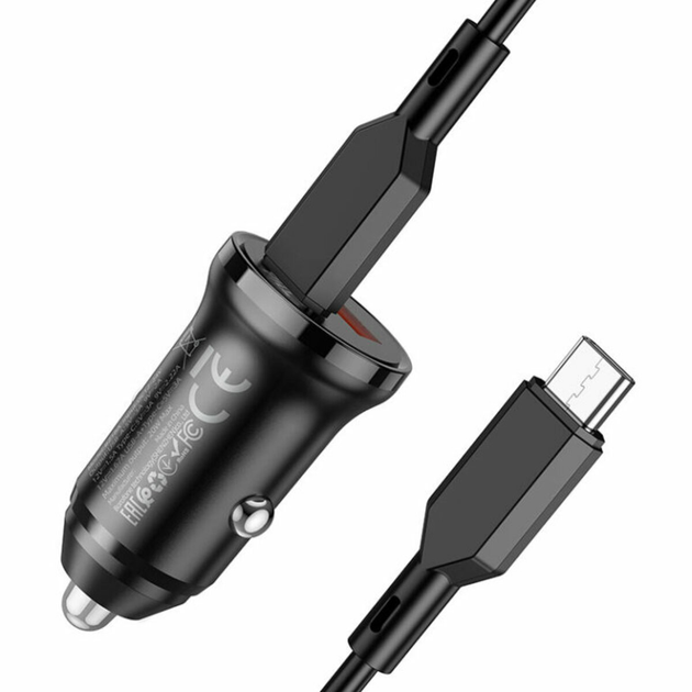 Автомобильное ЗУ АЗП с кабелем Type-C to Type-C BZ18A PD QC3.0 (1USB ...