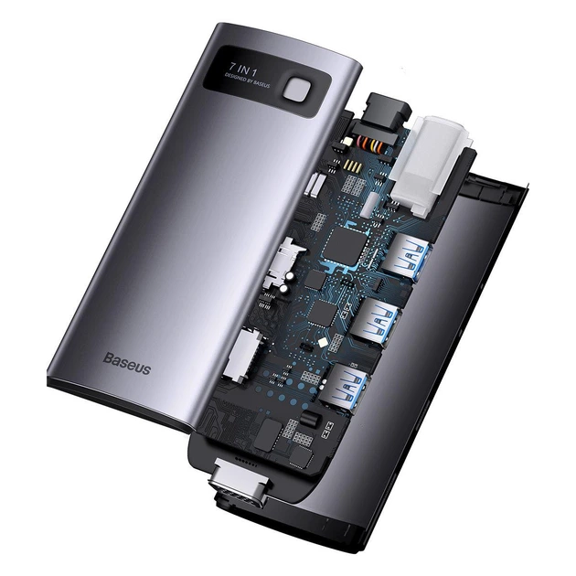 USB-хаб Baseus Metal Gleam Series 7-in-1 Type-C адаптер (WKWG020113) - зображення 2