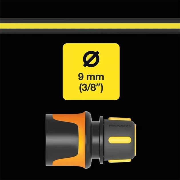 Конектор для шланга Fiskars з механізмом ВКЛ/ВИМК 9 мм (3/8") (1027085) - Фото 3 Конектор для шланга Fiskars з механізмом ВКЛ/ВИМК 9 мм (3/8") (1027085) - зображення 3